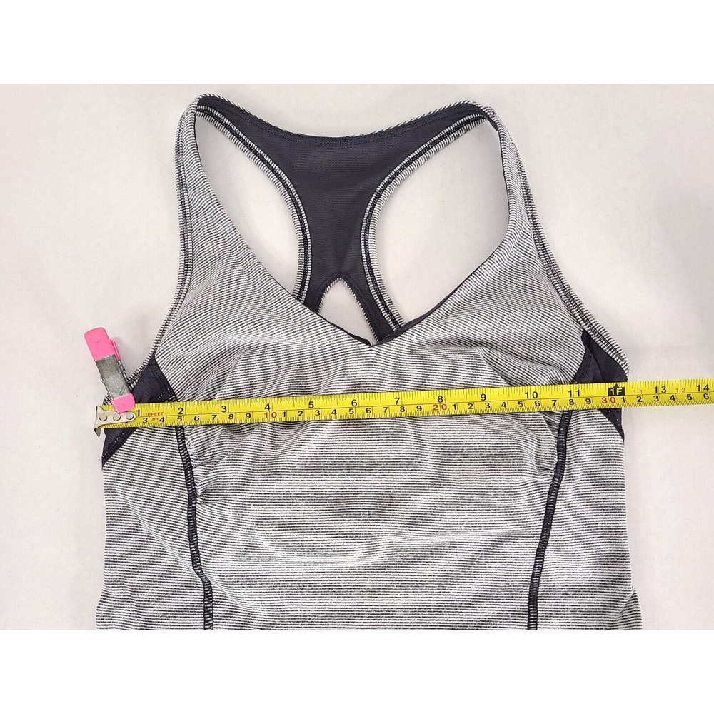 Lululemon Tank Top 4 Racerback Keyhole Stripe Built In Bra Active Black White - Picture 12 of 13